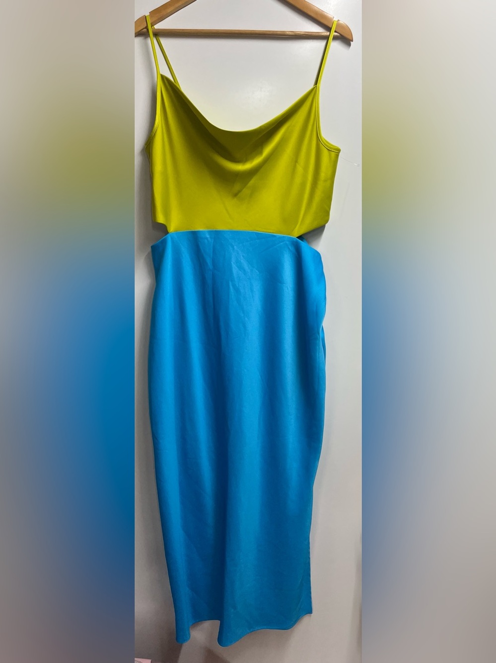 Taylor Blue Green Maxi Dress with 
Side Cutouts size 14